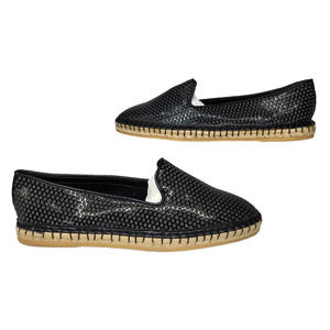 Cole Haan Shoes Womens 9.5 Black Leather Loafers Slip Ons Espadrilles New No Box